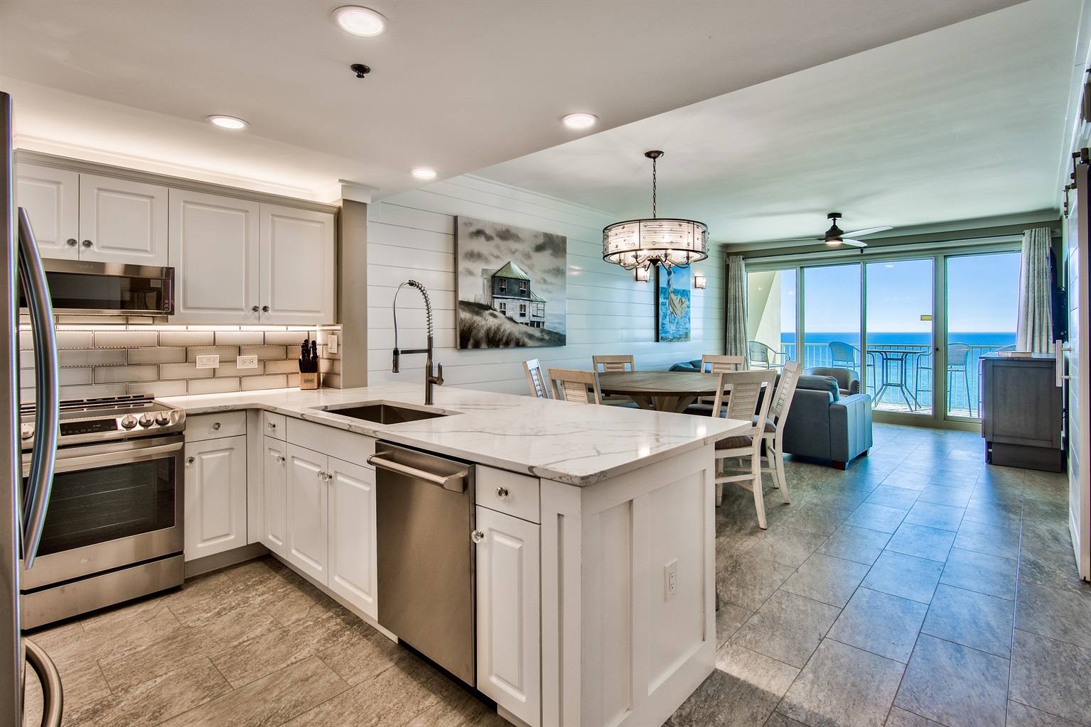 Incredible Gulf Views from the living room and kitchen