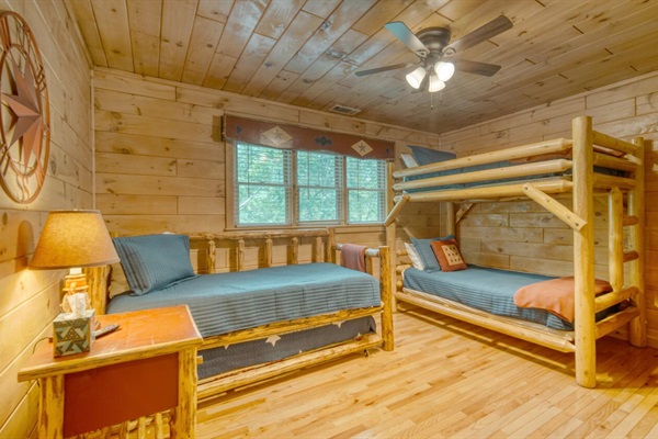 Bunk room with pull out trundle and smart tv