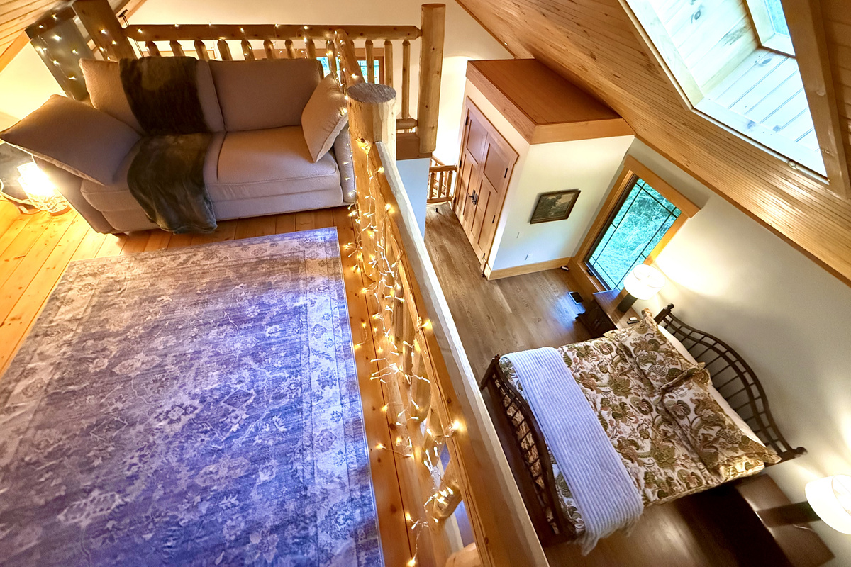 Loft area overlooking the queen bedroom in the carriage house.
