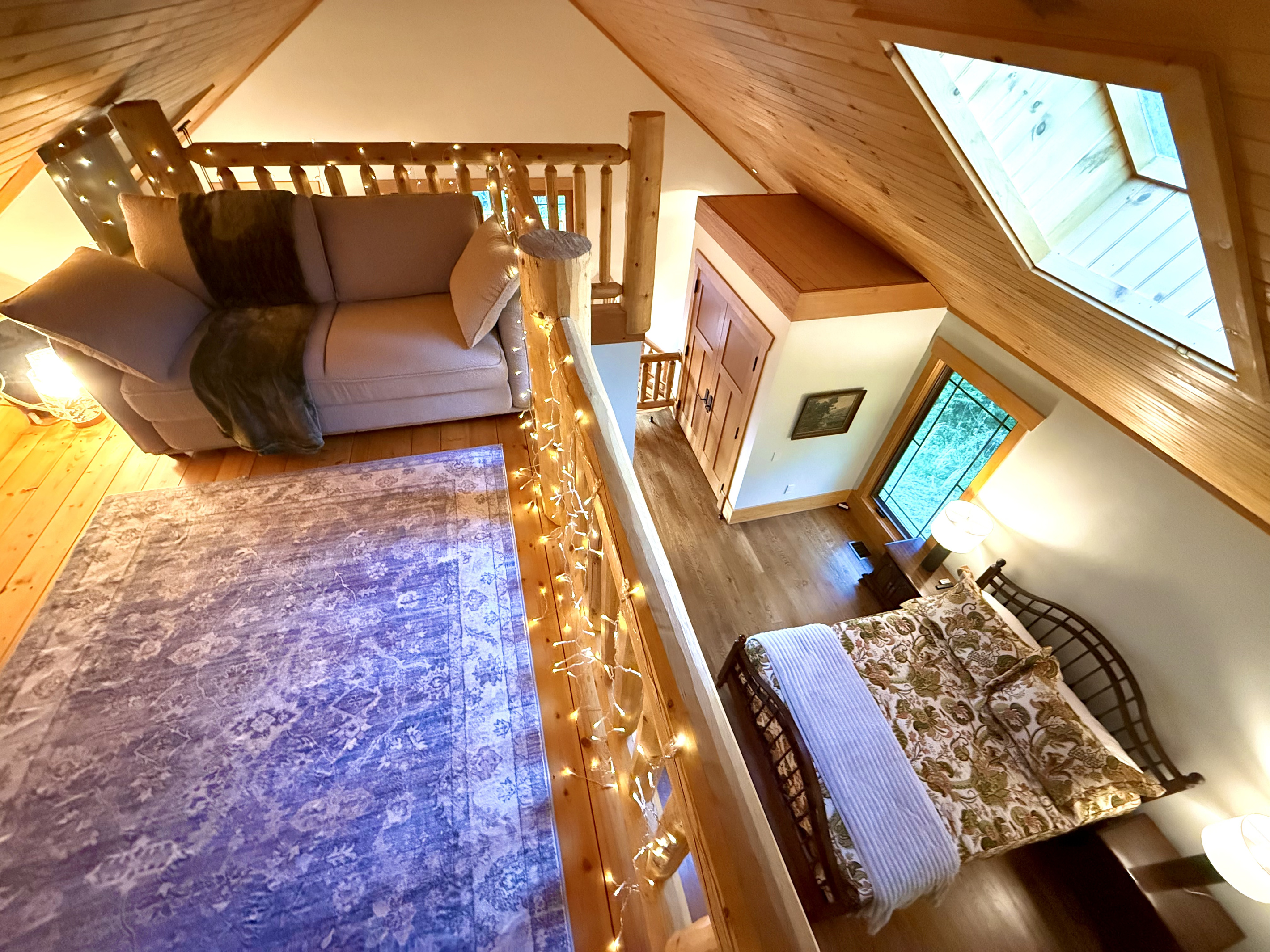 Loft area overlooking the queen bedroom in the carriage house.