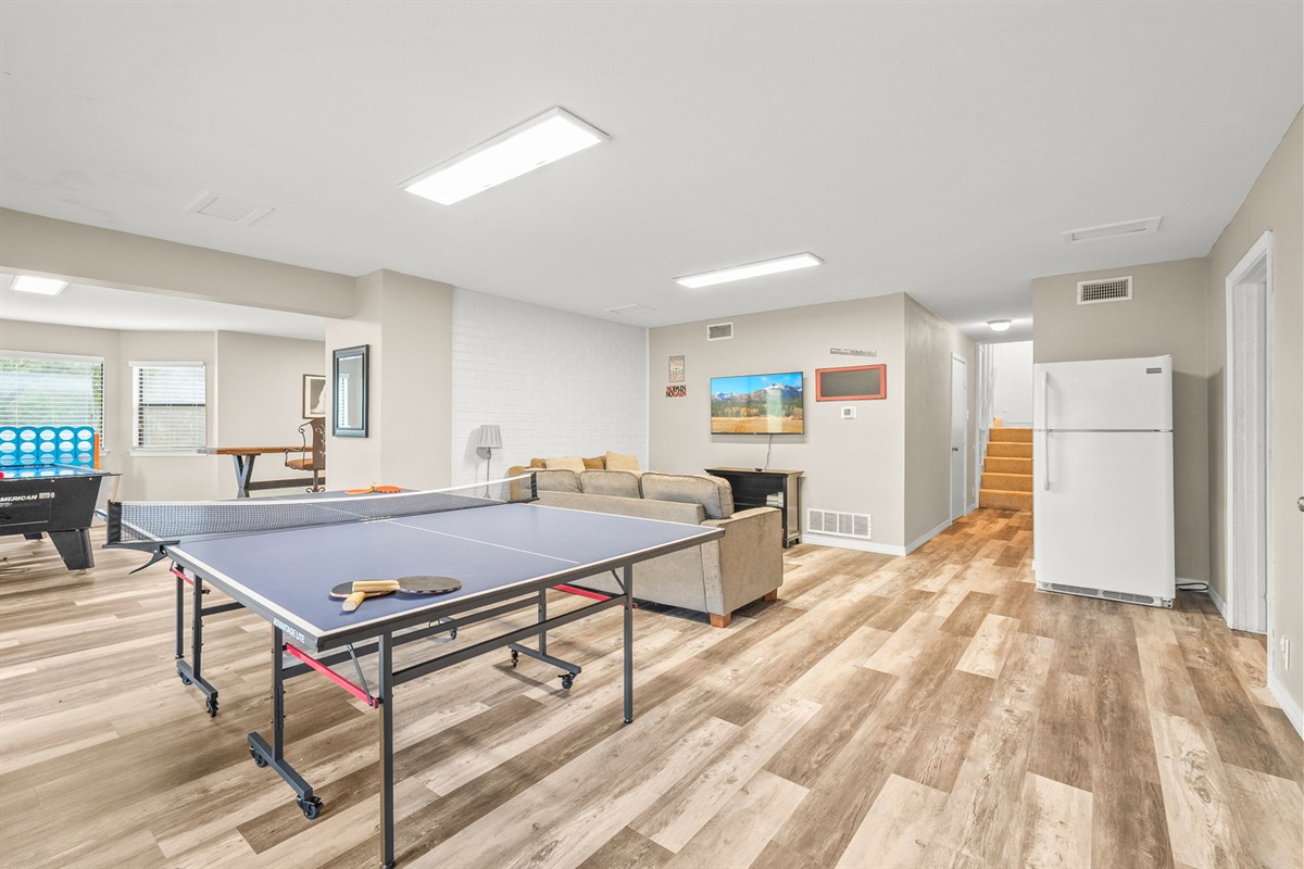 Ready for the next ping pong challenger. Chill out zone in basement.