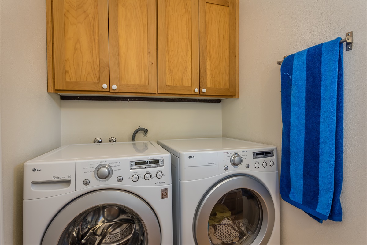 Laundry located in primary bathroom