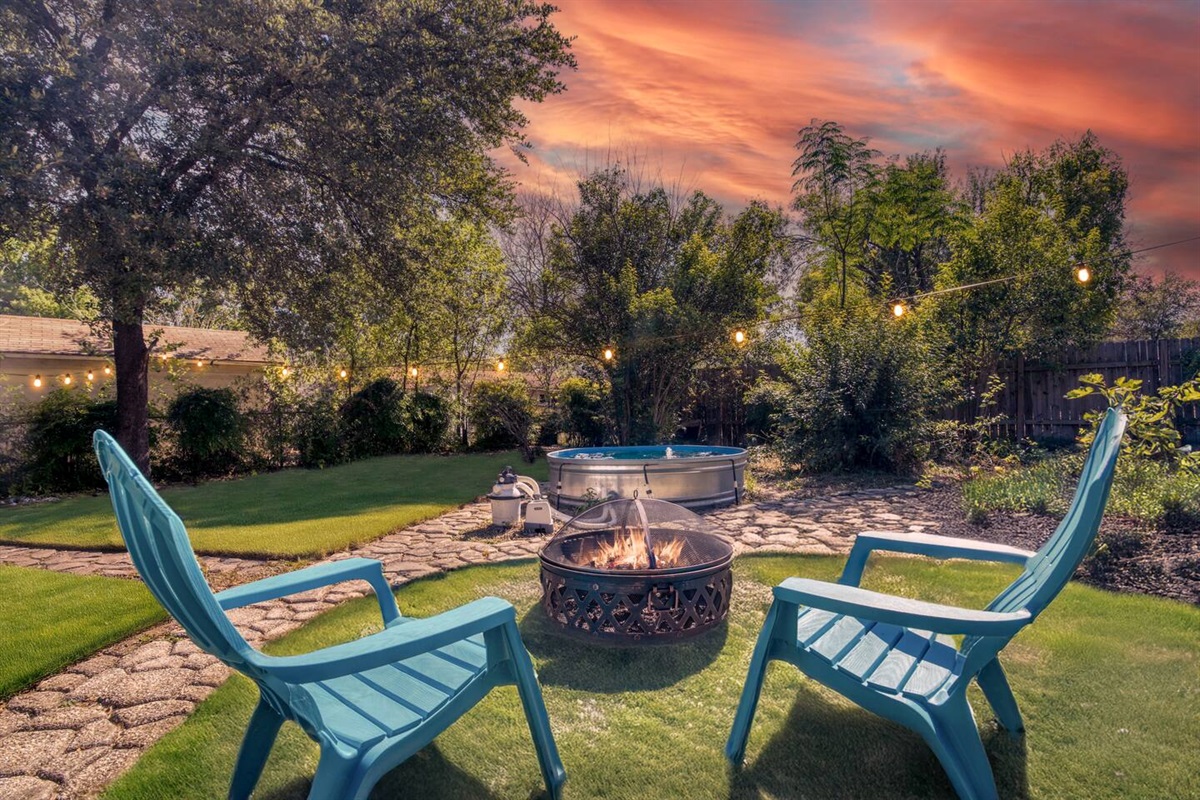 garden with cowboy pool