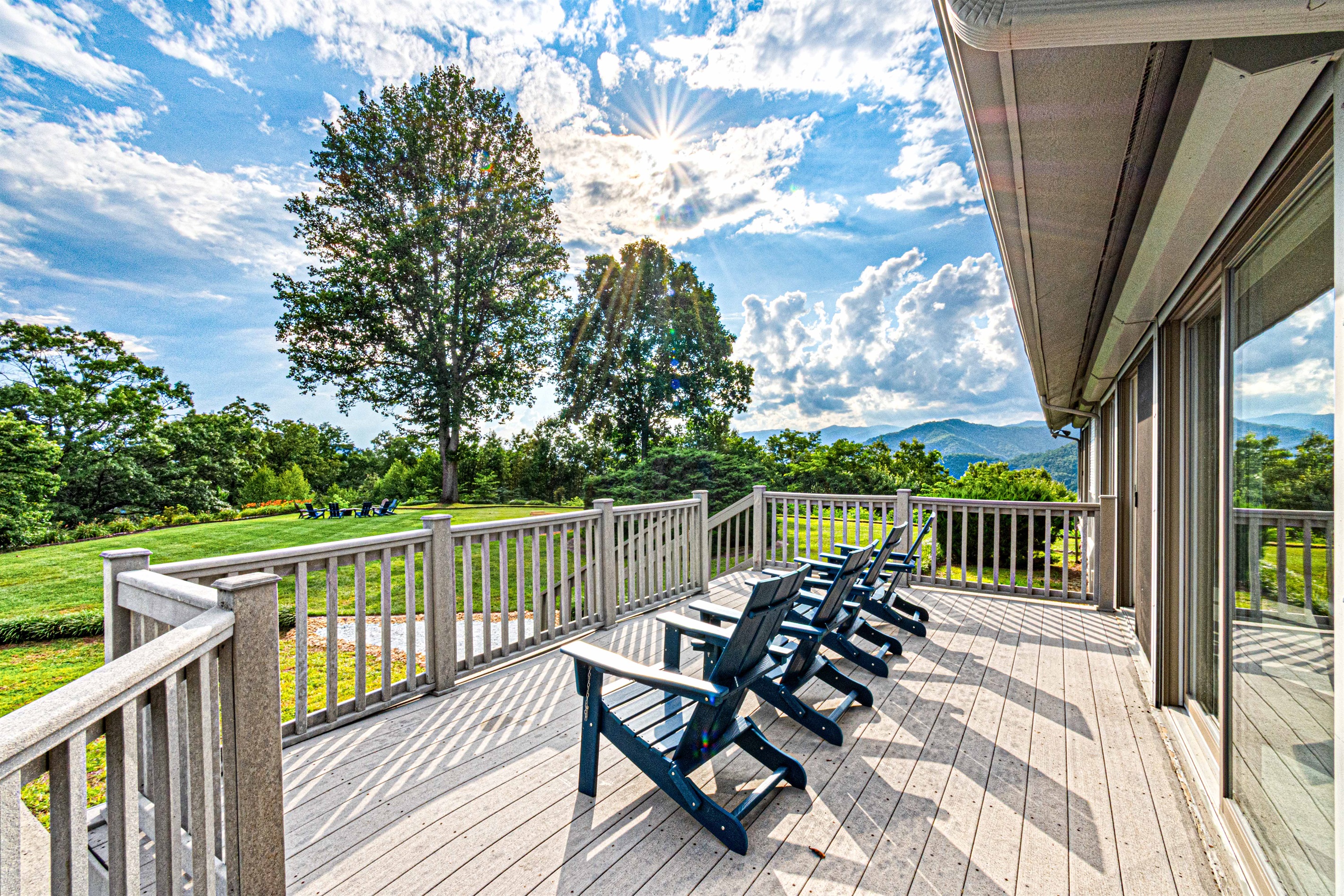 Sip your morning coffee while soaking in breathtaking mountain views on the porch just off of the dining room!