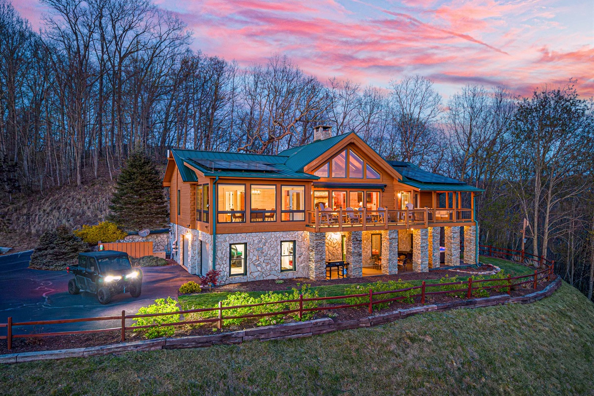 Exterior: Stunning mountain views await at this beautifully designed home with ample outdoor space!
