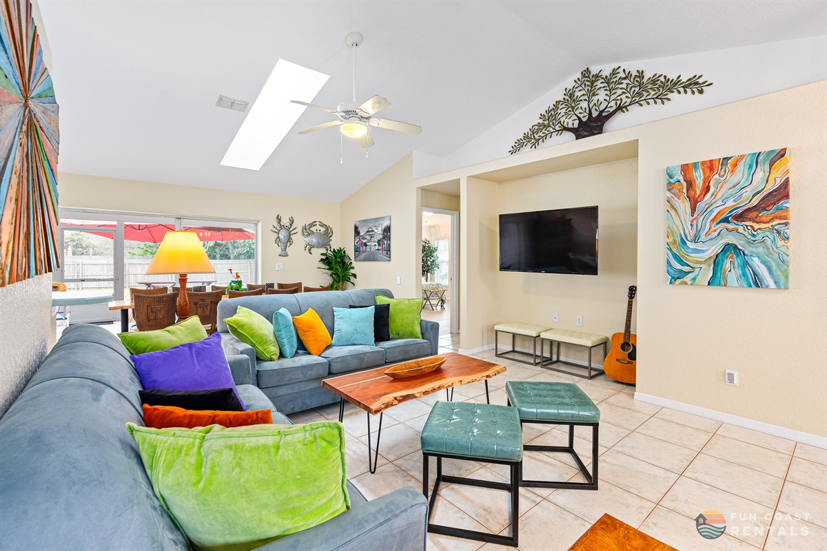 Colorful Living Room with Smart TV