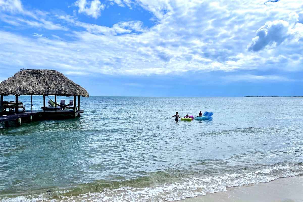 Lots of water toys to play with.