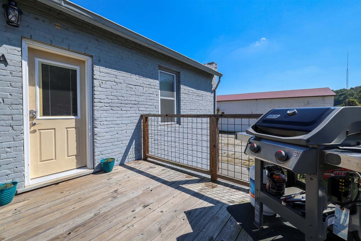 Front Entry with deck, BBQ grill