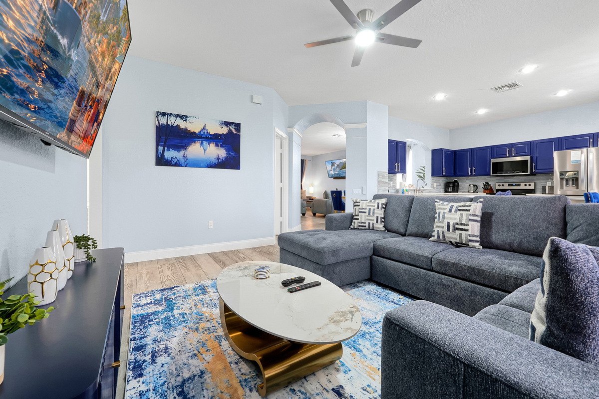 Family room with TV and sectional