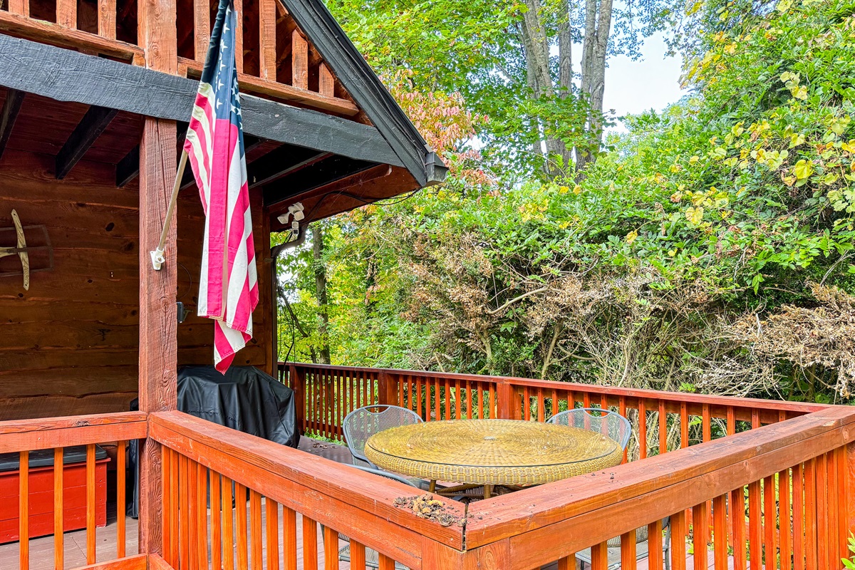 Outside dining table around front