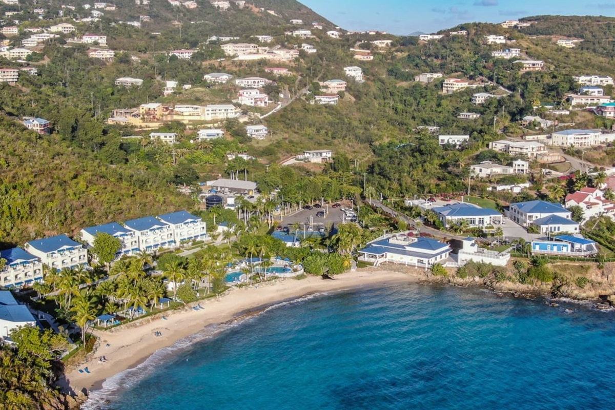 Breathtaking views of Limetree Beach from above.