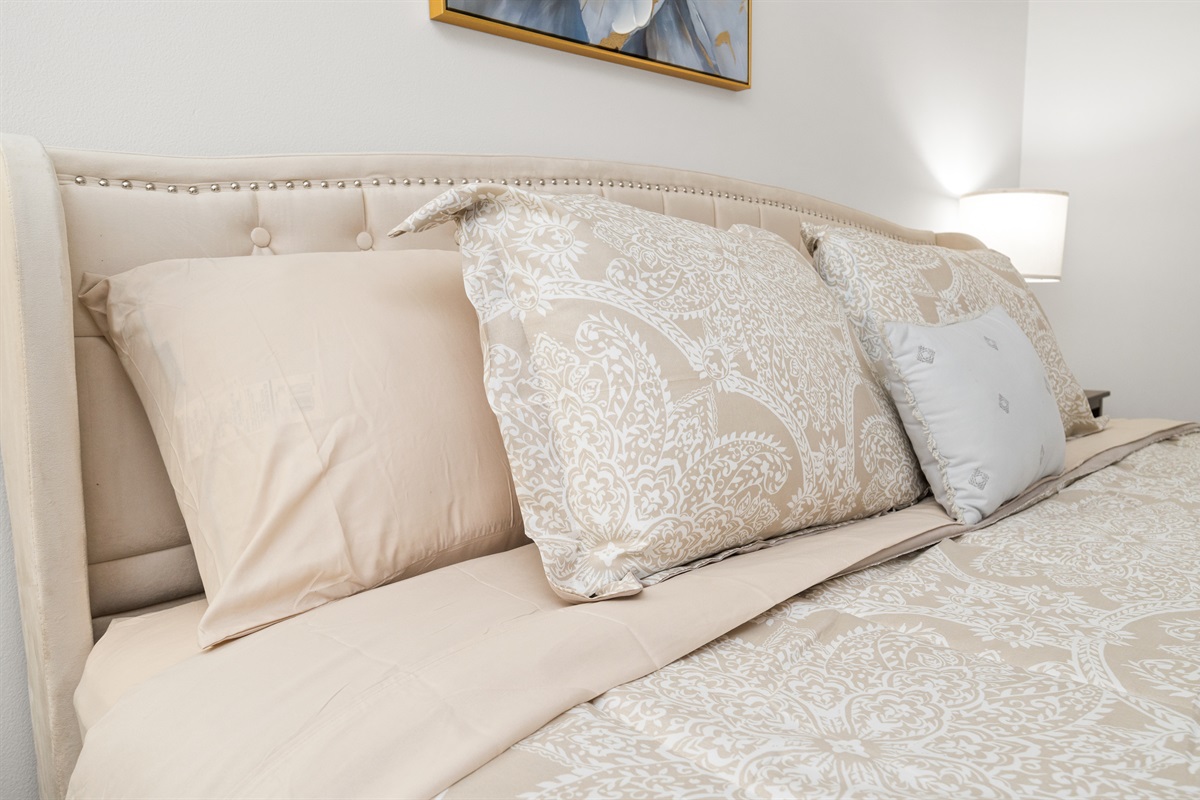 An up close view of the premier linens picked out for your comfort and enjoyment