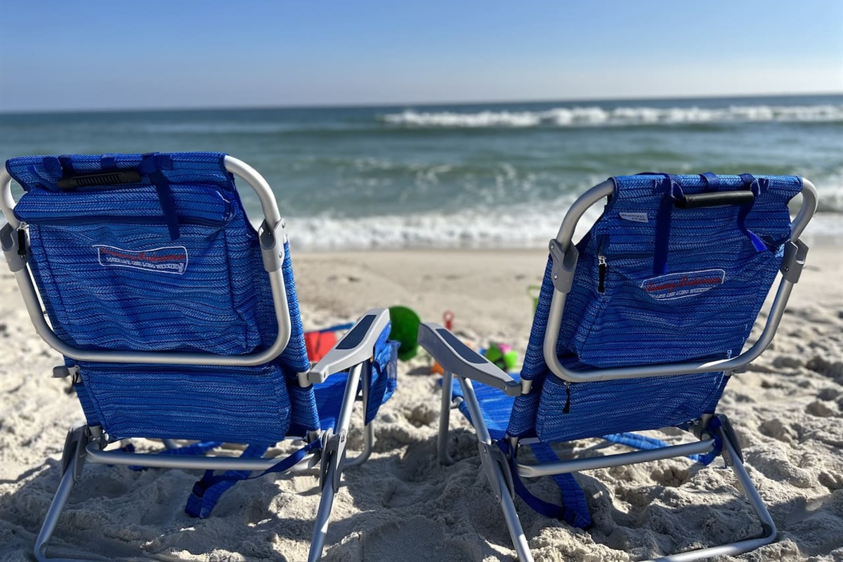 We provide our guests with beach chairs to enjoy their time on the sand.