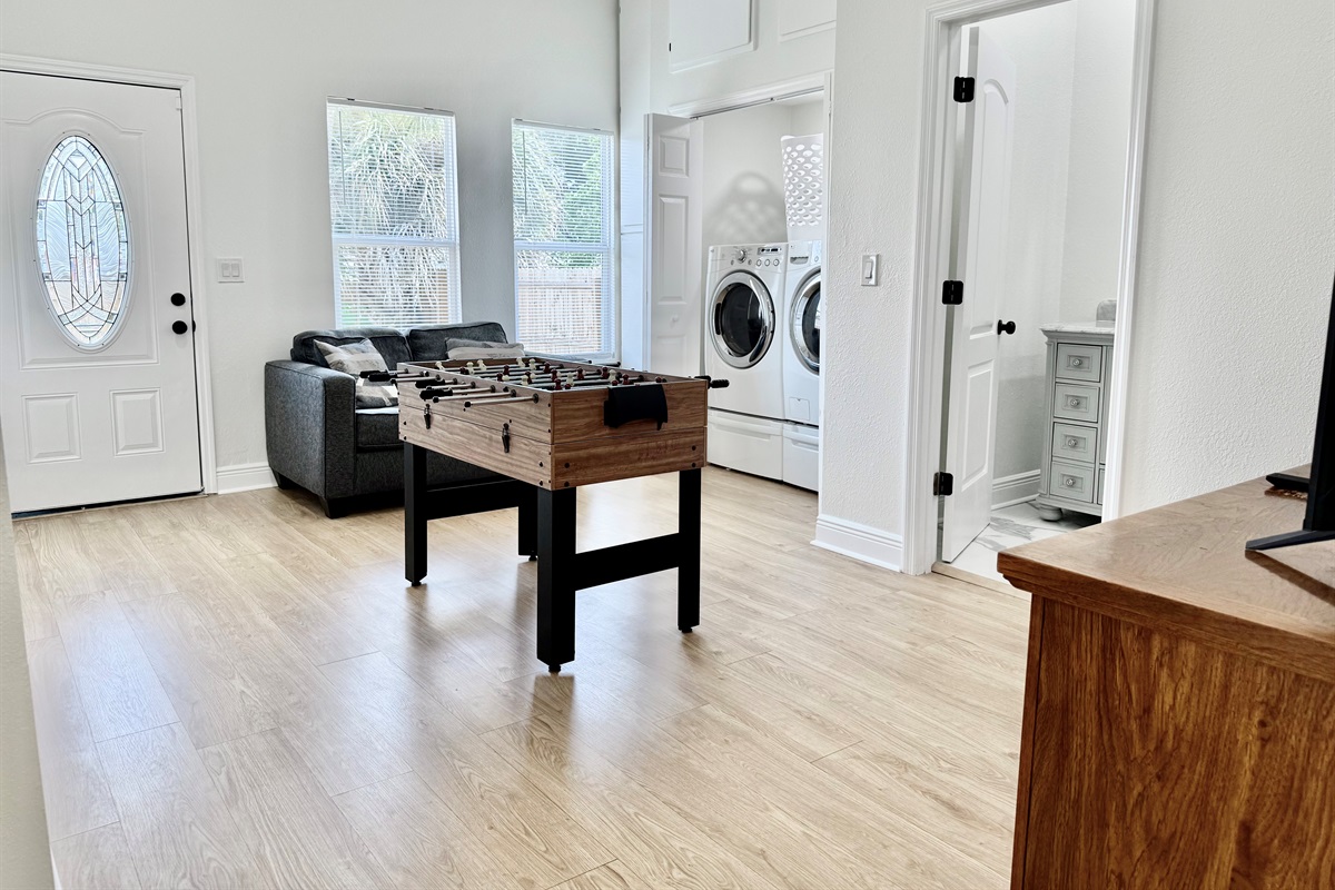Challenge your travel companions to a game of foosball while waiting for your clothes to finish drying—it’s vacation multitasking at its best!