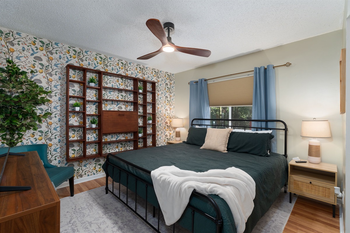 Primary Bedroom 1 - King size bed, full closet and dresser, and 55" TV! Perfect space to wind down at night.