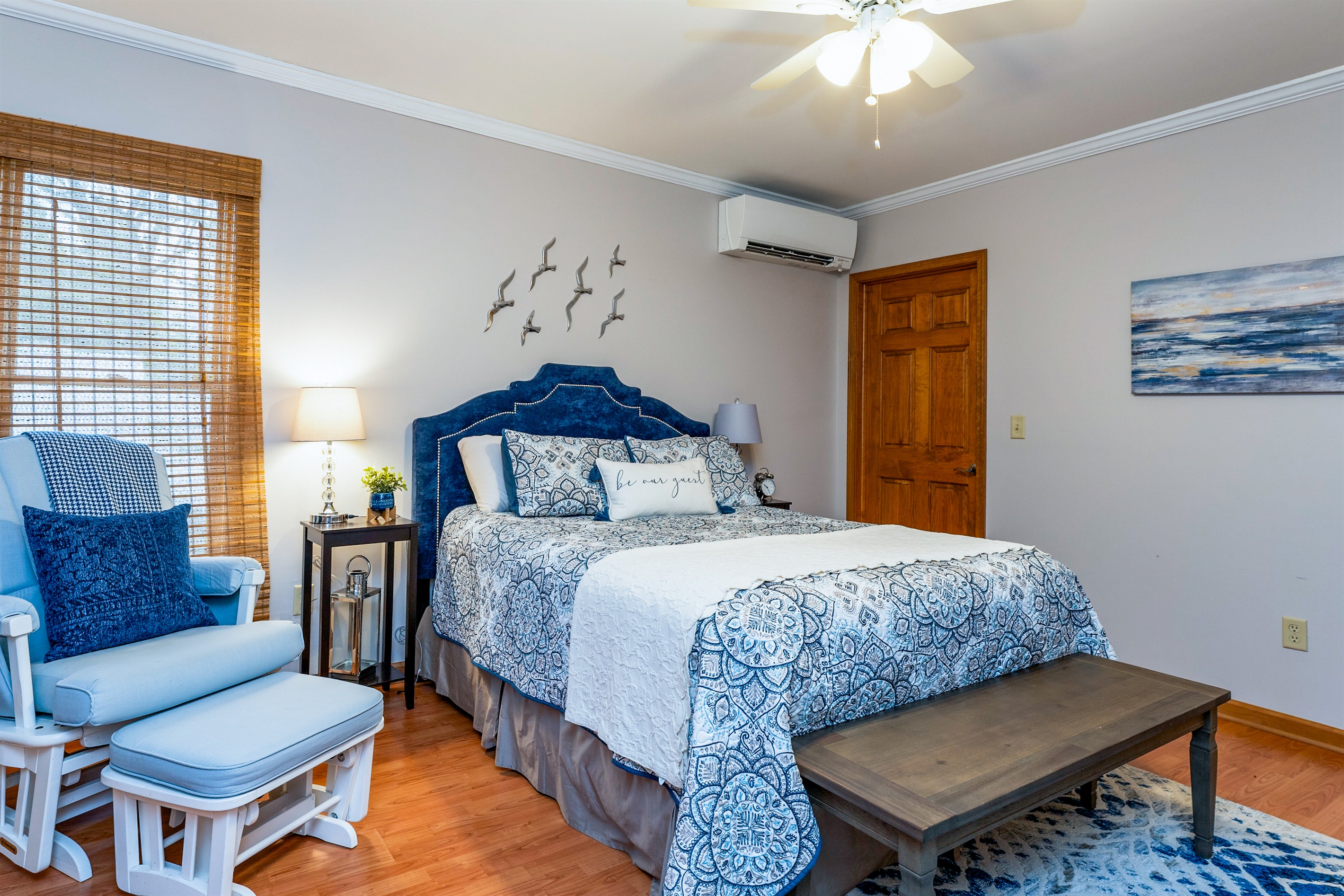 Queen master bedroom with en suite bathroom and private side screen porch-main floor