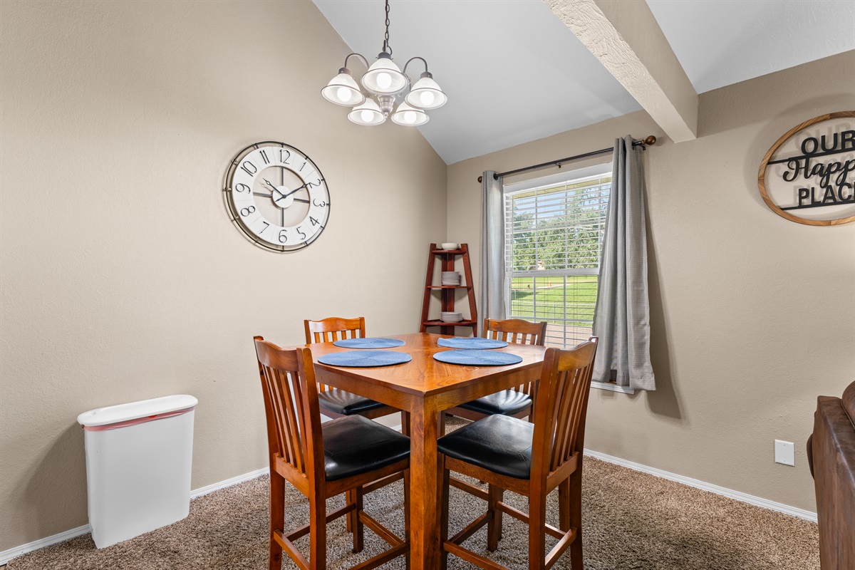 Share takeout, cards, or a slow breakfast around the dining table.