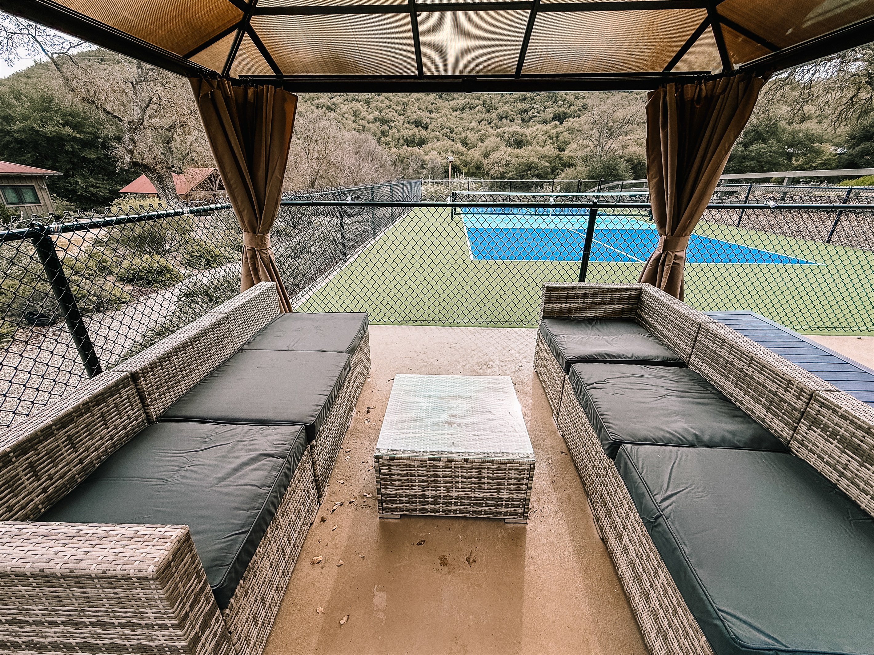 The cabana at the pickle ball court