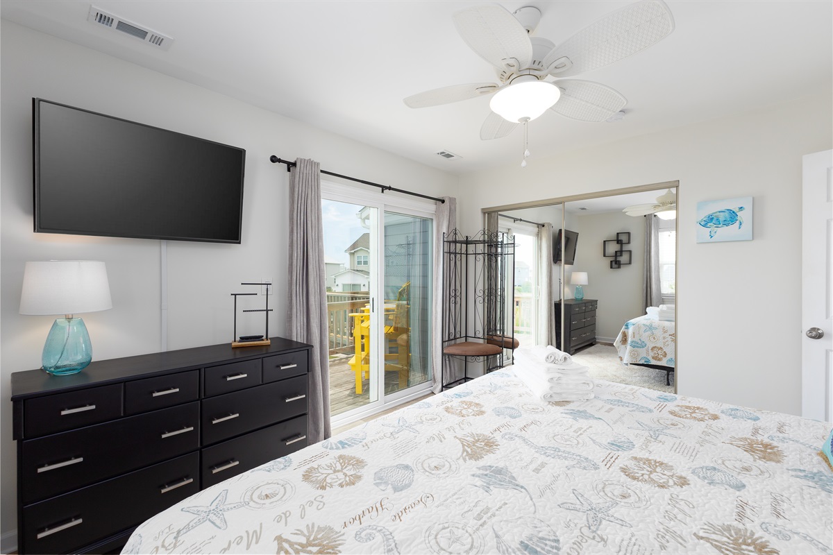 Modern coastal style in master bedroom