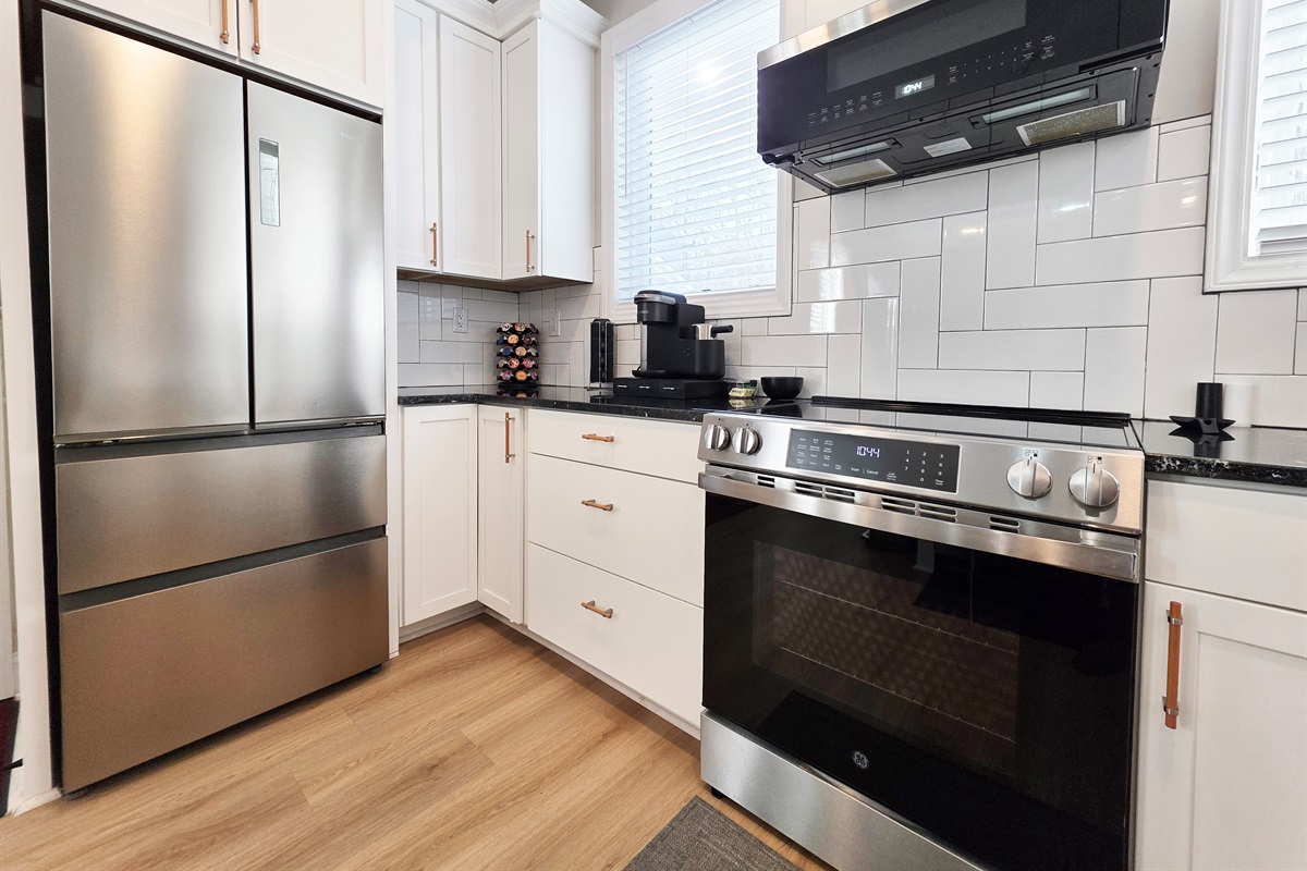 Kitchen - Stove / Microwave & Fridge