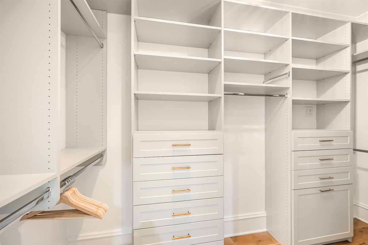 Primary Walk-in Closet | Beach Shelter | 3708 Palm Blvd | Isle of Palms, SC | IOP Escapes