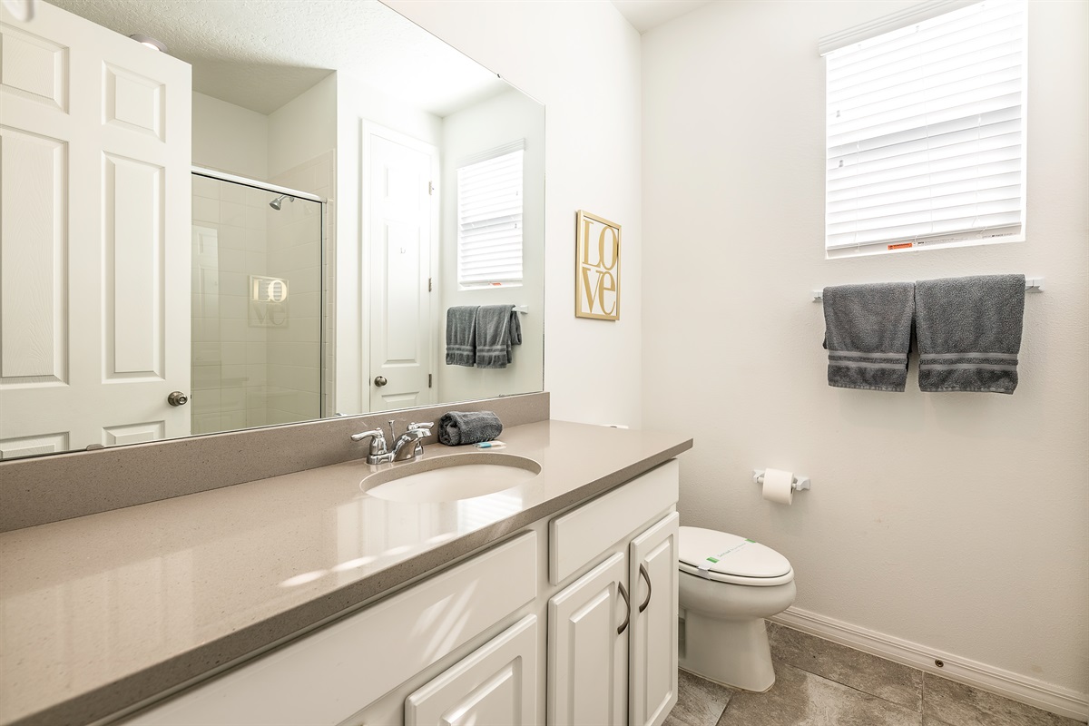 The Jack-n-Jill style bathroom connecting bedrooms 2 and 9.