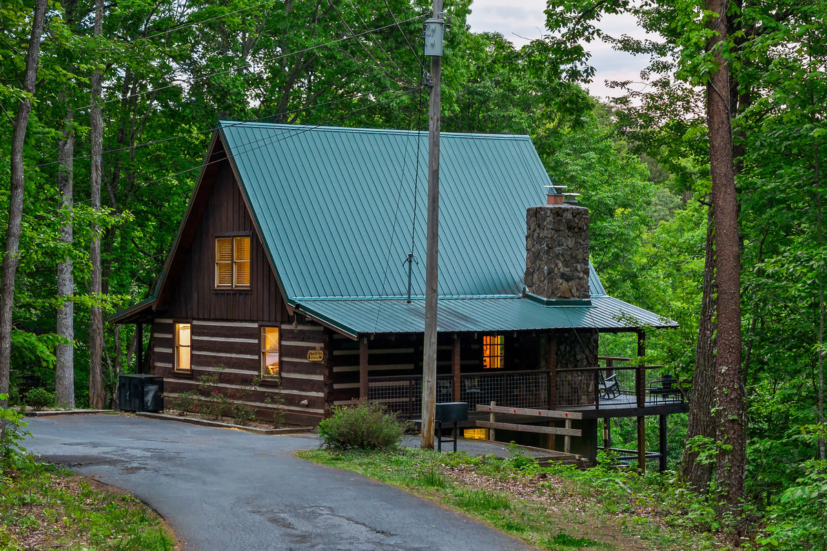 Cabin view from the upper level road.