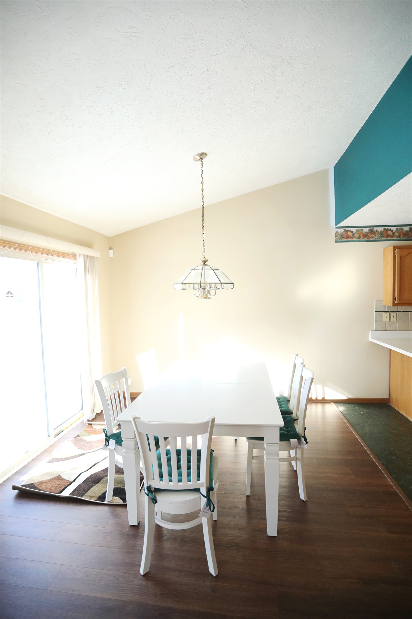 Dinette table showing porch to the left