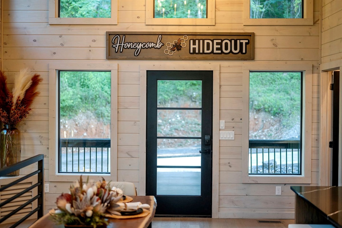 Front door features keyless smart locks for easy guest access.