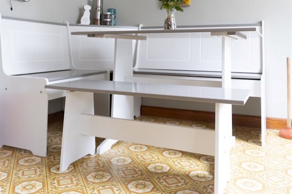 Dining table with seating for up to five.