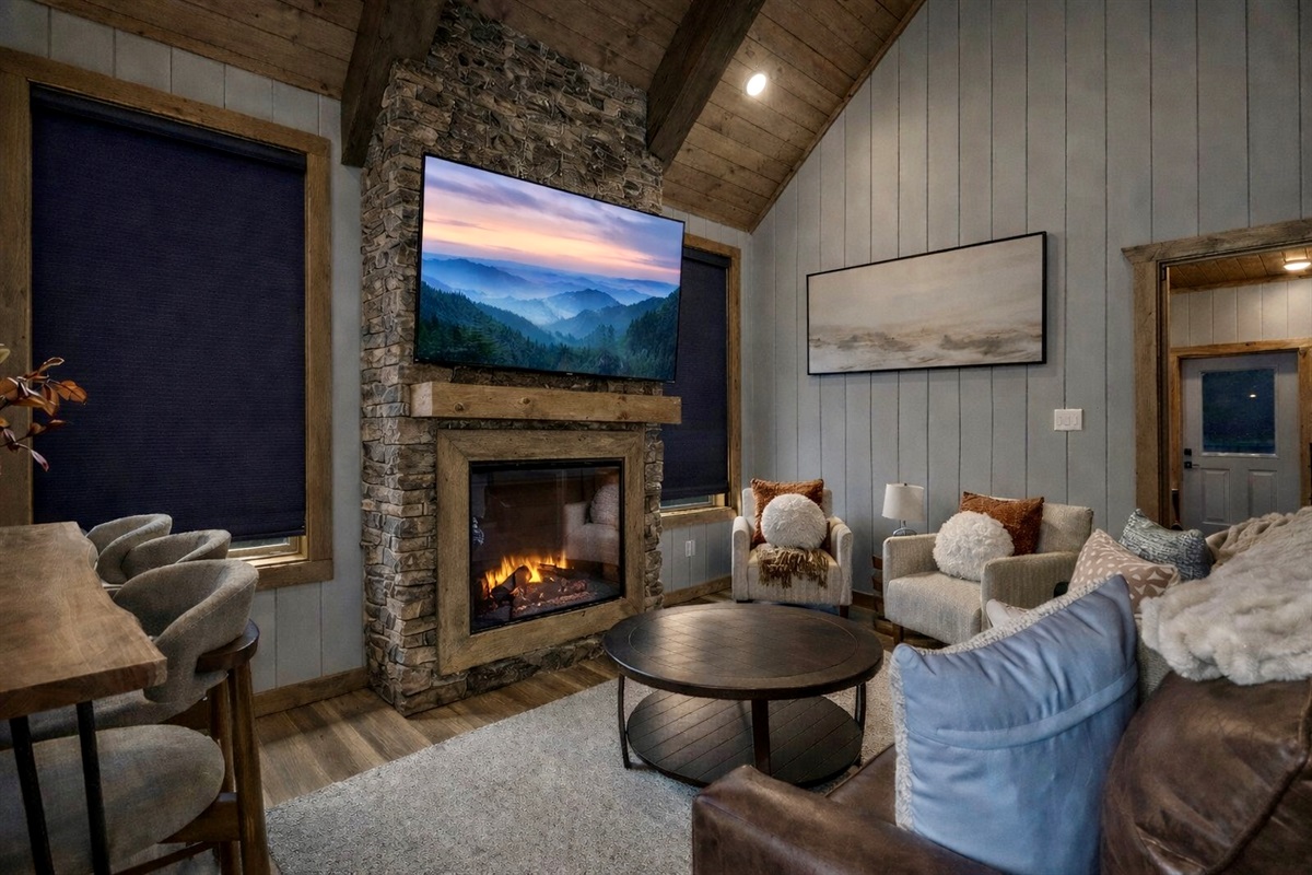 Cozy living space with electric fireplace