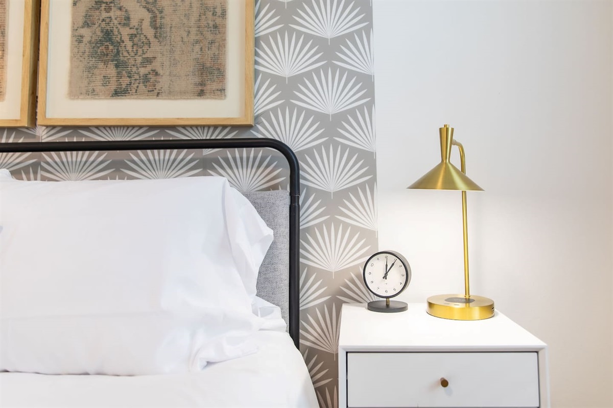 Bedside table with lamp