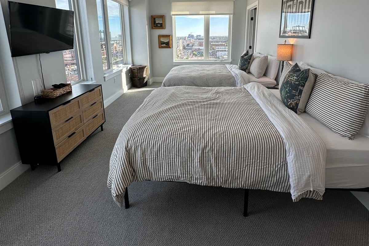 Dual Queen Beds in Second Bedroom with Corner Views