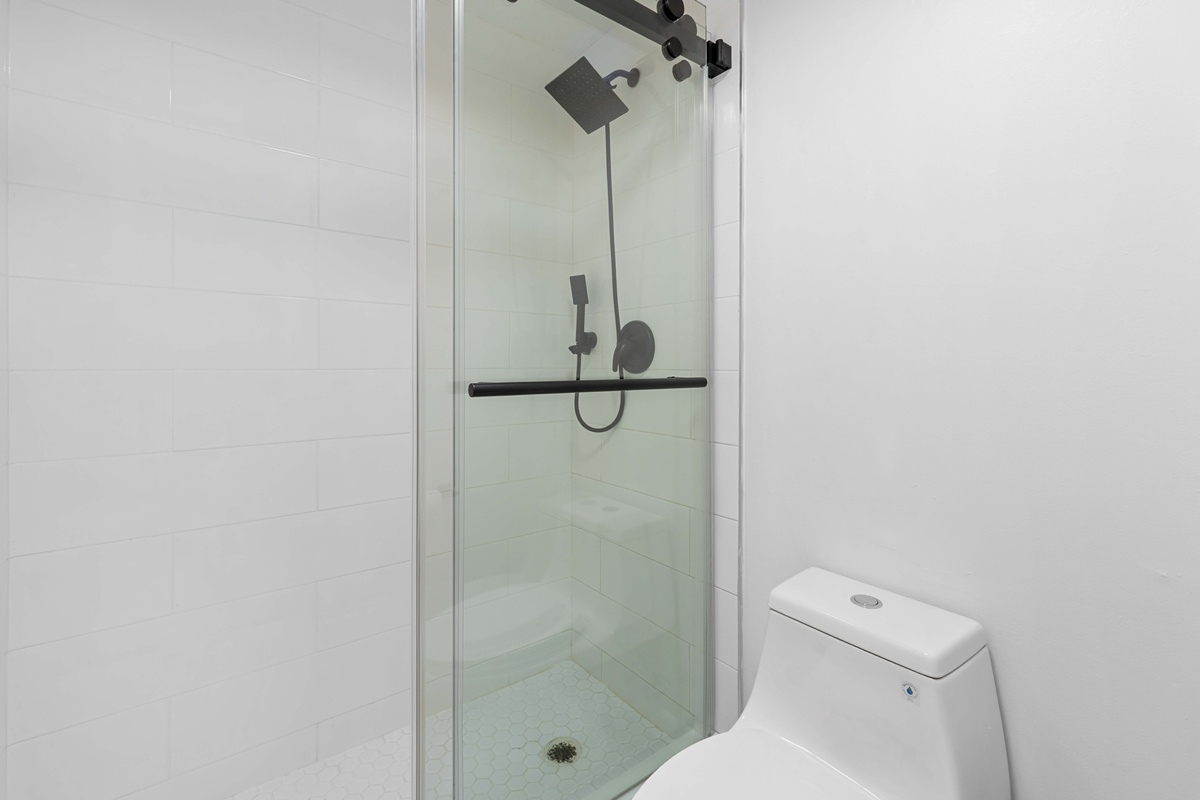 Up to date bathroom with step in shower