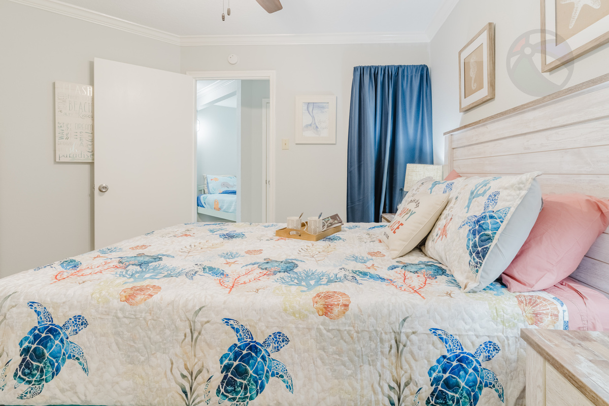 Serene private bedroom with queen bed