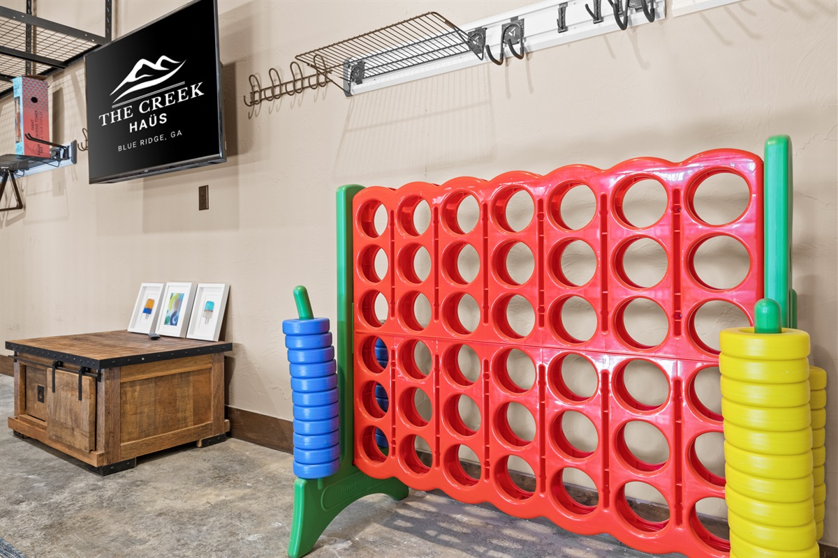 Giant Connect 4 is a playful touch, adding even more fun to the game room lineup.