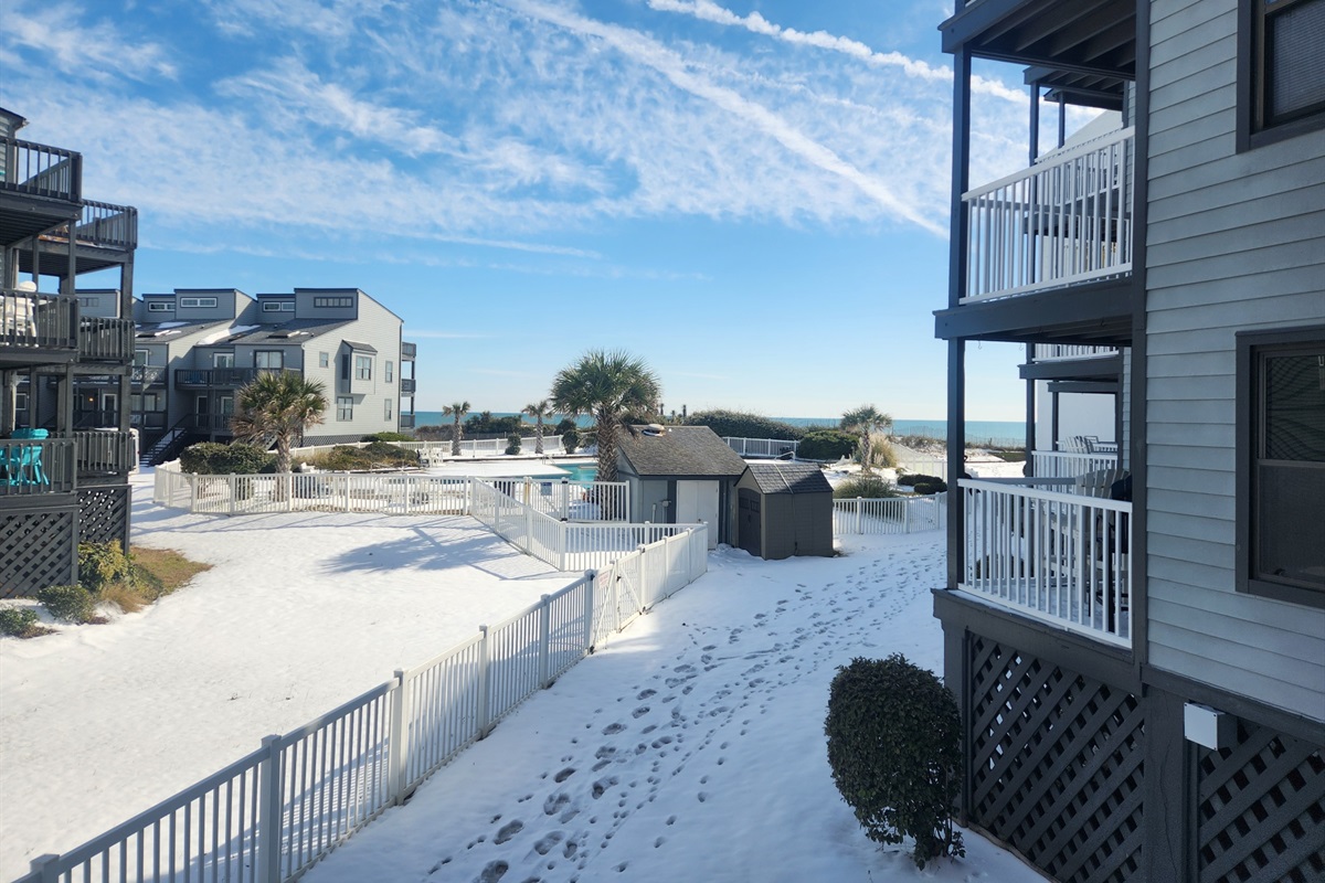 Rare snowfall on the beach this past winter!
