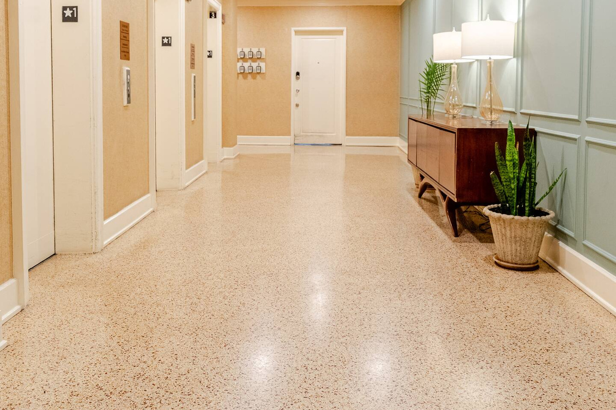 A welcoming common area with convenient elevator access for easy entry and mobility.