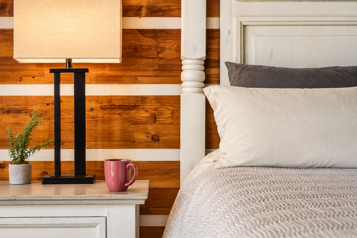 Rest a mug of tea on the nightstand and read by soft lamplight before bed.