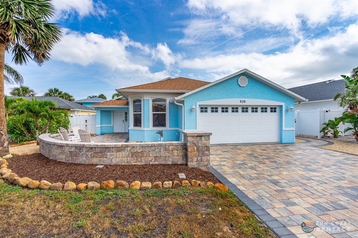 Front of Home with spacious paver driveway!