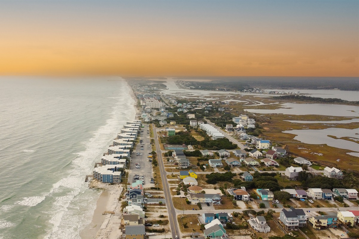 Sunset paints the sky above Topsail Reef