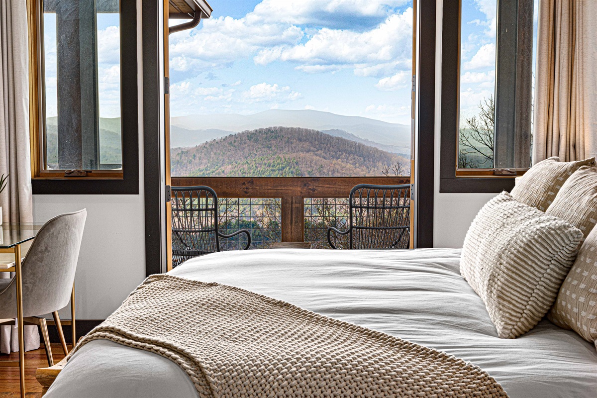 Upstairs Bedroom 2 with entrance to the top deck