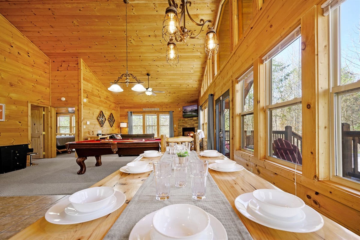 Diner is served! Make a meal at the cabin and enjoy conversation around the dinner table.