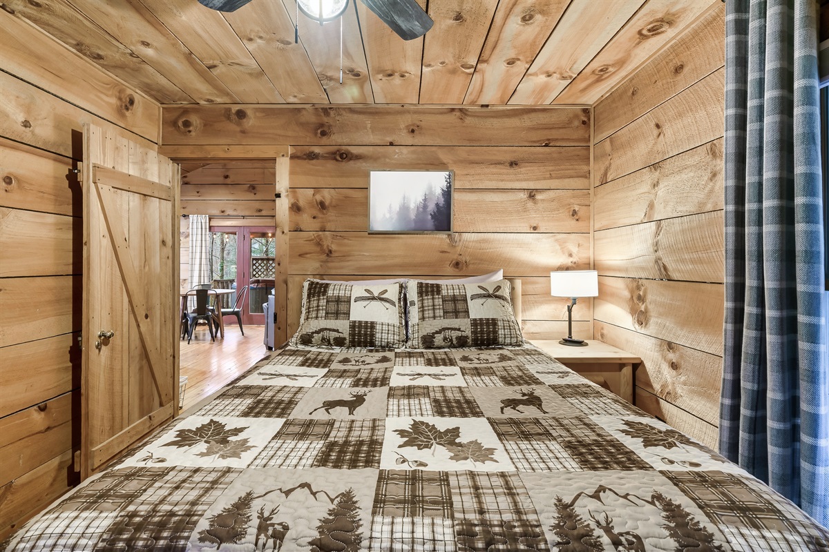 Spacious bedroom with two queen beds for the whole crew