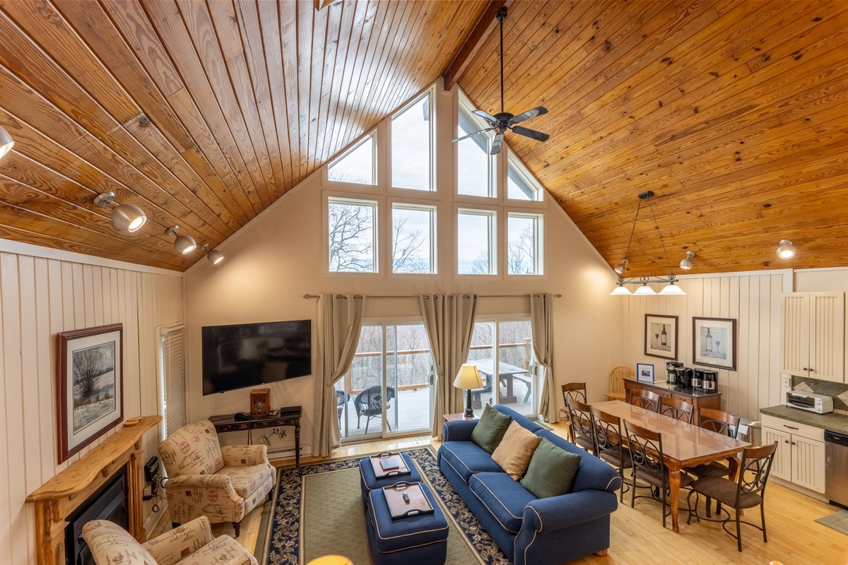 Cathedral ceilings and open floorplan