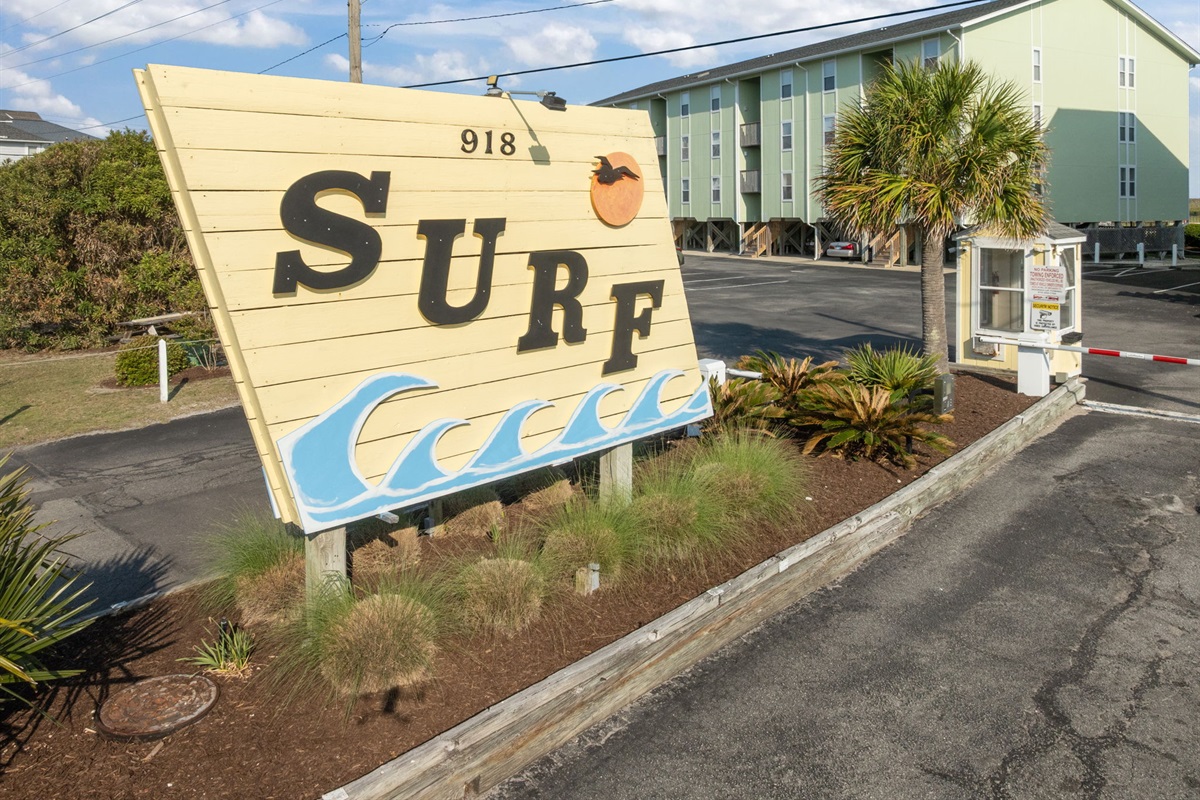 Welcoming entrance to Surf Condos with easy access and on-site parking