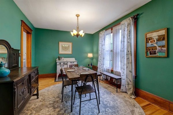 4 spaces for dining room chairs, more if you utilize extra chairs in the unit!