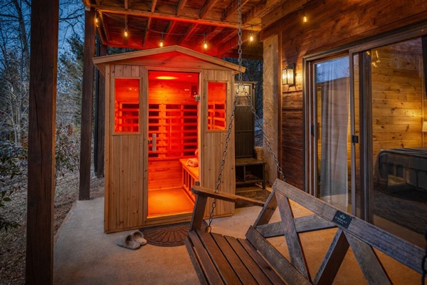 Enjoy the infrared sauna on the lower patio, right off the basement bedroom!