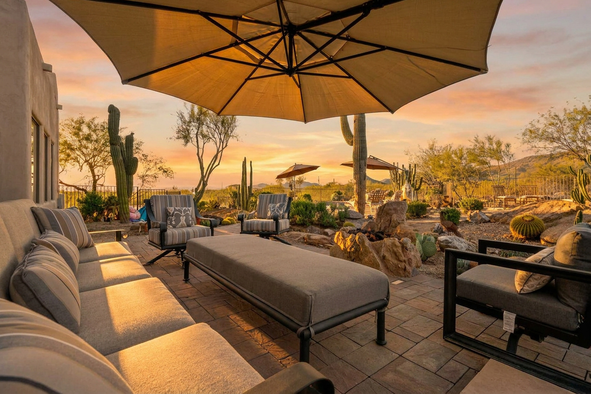 Multiple umbrella options, large outdoor lounge area, all designed for maximum comfort and relaxtion.