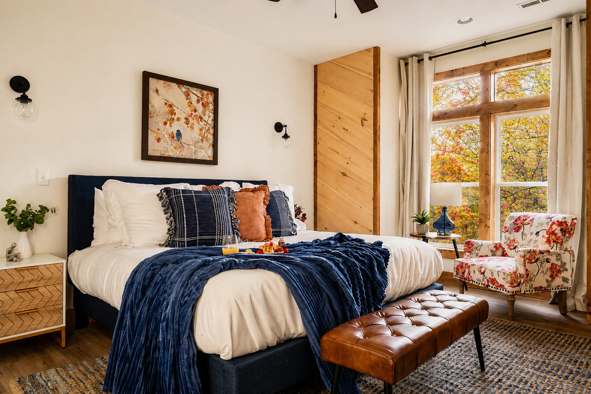 We offer a second king bedroom on the main floor as well.This is great for families or friends traveling together- adults can all have king beds and older folks don't need to go upstairs.